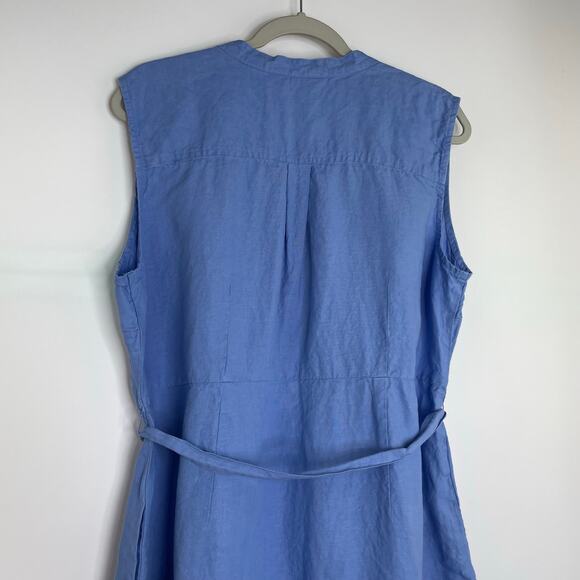 L.L. Bean blue button down dress 100% Linen Size 20 Petite - Picture 6 of 14